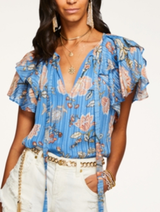 Ramy Brook Tops - Ramy Brook Printed Sue Top Small Blue